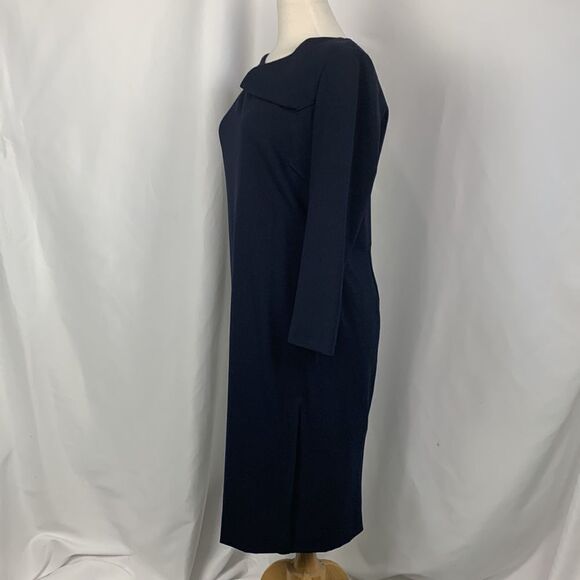 Armani Collezioni Navy Drape Neck MIDI Dress - Picture 6 of 16